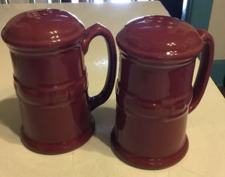 Longaberger Pottery Woven Traditions Stove Top Paprika Salt & Pepper Shakers Exc
