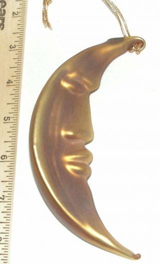 Vintage Department 56 Mercury Glass Man In The Crescent Moon Gold Ornament