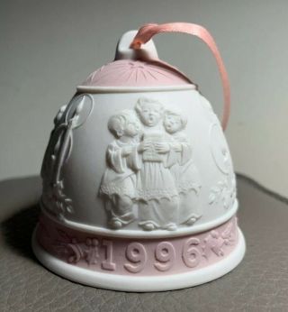 Vintage Lladro 1996 Bisque Porcelain Christmas Bell Ornament Hand Painted Spain