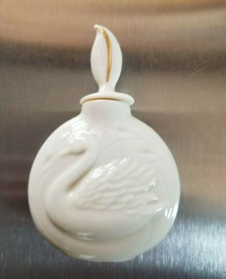 Vintage Lenox Cream & Gold Fine China Porcelain Swan Perfume Bottle 2 5/8 Inch