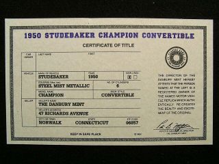 Danbury Title - 1950 Studebaker Champion Convertible