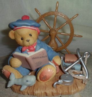 Cherished Teddies Bear Glenn Nantucket Ship Captain Wheel Figurine Enesco 98