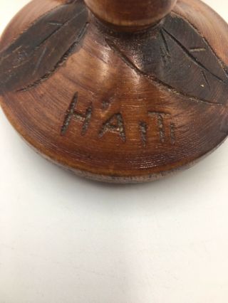 Vintage Haiti Ornate Hand - Carved Wood Bowl With Lid,  Trinket Box 3