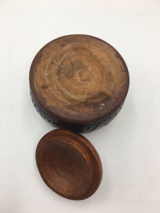 Vintage Haiti Ornate Hand - Carved Wood Bowl With Lid,  Trinket Box 4