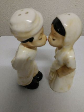 Vintage Napco Ceramic Salt & Pepper Shakers Kissing Indian Boy & Girl