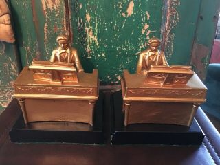Vintage C 1932 Art Decco Jb Hirsch Bookends Beethoven Playing Piano By Man John