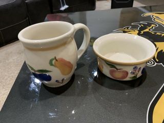 Vintage Longaberger Coffee Mug And Dessert Dish Fruit Medley Pottery