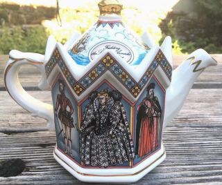 James Sadler Octagon Collectible Teapot Kings Queens Elizabeth I Made England