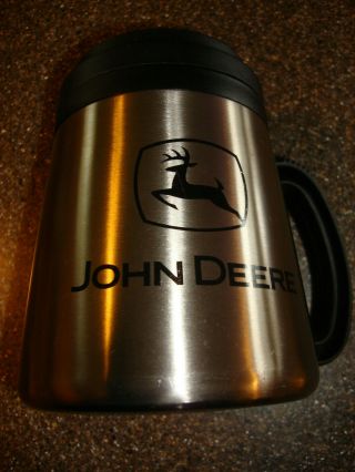 John Deere Stainless Steel Tumbler / Wide Rubber Bottom Coffee Mug 18 - 8 20 Oz.