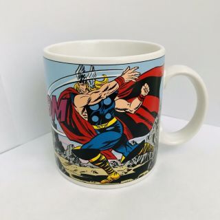 Vintage Cartoon Thor Fighting Lizard Mug Marvel The Good Company Mug Comic Book