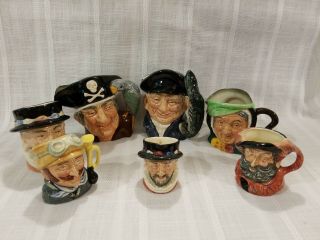 7 Royal Doulton Toby Mugs Jugs Assorted Small Sizes.