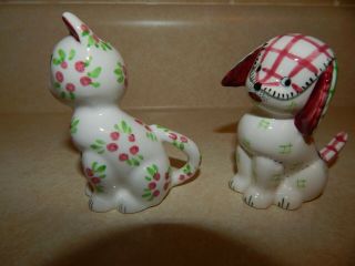 Gingham & Floral Cat and Dog Salt and Pepper Shakers Japan 4