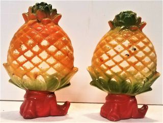 Vintage Anthropomorphic Pineapple Salt and Pepper Shakers Ceramic JAPAN 2