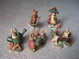 5 Fw & Co.  The World Of Beatrix Potter Figurines; Tod,  Benjamin,  Peter,  Mopsy