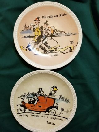 Norman Rockwell " On Tour " Limited Edition Set Of 2 Collectible Plates 7 1/2 Inch