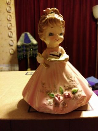 Vintage Happy Birthday Sweet Princess Girl Figurine Josef Originals Pink W/cake
