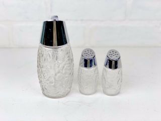 Gemco Textured Glass Salt Pepper Shakers Stainless Steel Lids RESERVED 4