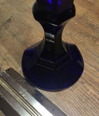 Set of 4 Vintage Cobalt Blue Glass Candle Holders Sticks - WOW 6
