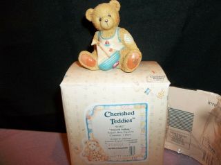 Cherished Teddies August Boy Bear Figurine Arthur Smooth Sailing 1993 By P.  H.