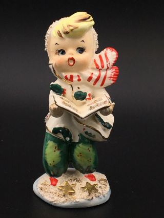 Vintage Lefton Christmas Ceramic Figurine Little Boy Caroler