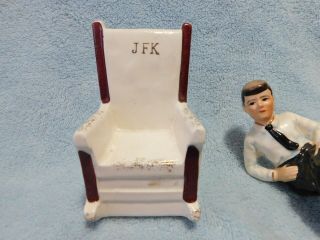 Vintage John F.  Kennedy President in Arm Chair Salt and Pepper Shakers - Japan 2