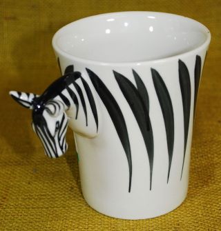 Zebra Coffee Mug With 3d Head Handle By Pier 1 One Imports - Large 3d Design
