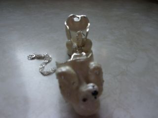 Enameled Metal Poodle Jeweled Trinket Box Figurine - Small Poodle Necklace Inside 4