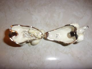 Enameled Metal Poodle Jeweled Trinket Box Figurine - Small Poodle Necklace Inside 5