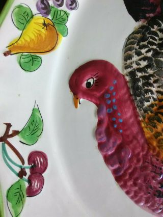 Large Hand Painted Turkey Platter from Italy hanger on back Quick Price 2