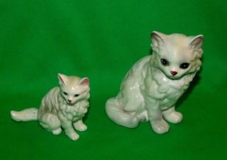 Vintage Lefton White Persian Cat Figurine Set