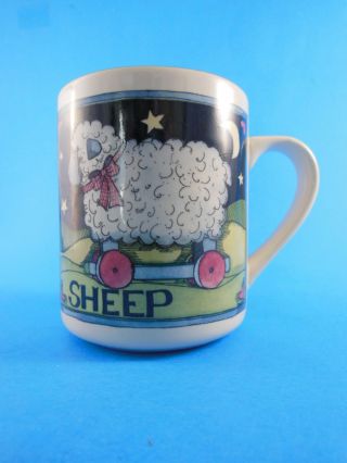 Mug Susan Winget Folk Art Sheep Stoneware Tea Cup Farm Theme Vintage 1990s