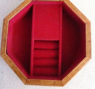 Vtg Inlaid Wood Octagon Music Jewelry Box Etched Glass Bird Tune Sound of Music 4