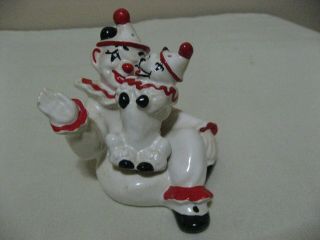 Madison Ceramic Art Studio Clown And Clown Dog Salt Pepper Shakers