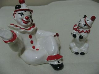 Madison Ceramic Art Studio Clown And Clown Dog Salt Pepper Shakers 2