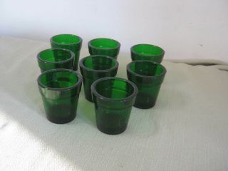 8 Vintage Peltier Glass Usa Emerald Forest Green Votive Candle Holders,