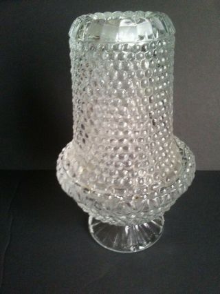 Vintage Clear Beaded Glass Fairy Lamp Candle Holder Flam Boyant Love Light 1976