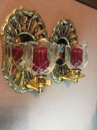 Brass Vintage Home Interiors Homco Wall Sconce With Candles And Votive