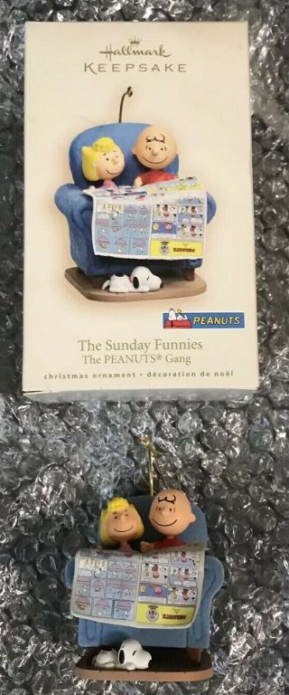 Hallmark Peanuts Gang " Sunday Funnies " Christmas Ornament Charlie Brown & Sally