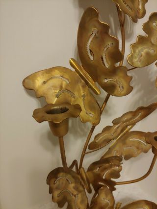 VTG Home Brass/Gold Metal Butterflies Flowers Wall Hangings Candle holder EC 24 