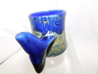 Blue Whale Handmade Pottery Coffee Mug Ceramic Waves Glazed Blue Tale Handle 4