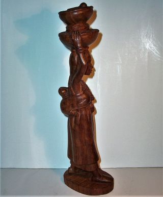 Old MOTHER With CHILD Hand Carved Wood Art Sculpture Statue Figurine Vintage VG 2