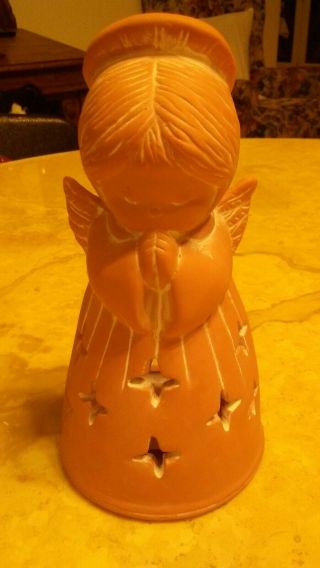 1986 Vtg George Good Corporation Clay Pottery Praying Angel Candle Votive Holder