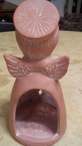 1986 Vtg George Good Corporation Clay Pottery Praying Angel Candle Votive Holder 4