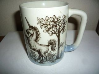 Vintage Unicorn Mug Blue Handpainted Stoneware Coffee Cup Otagiri Japan 1982