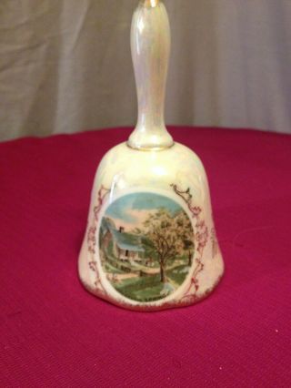 Vintage Norcrest Currier & Ives Spring Bell Iridescent Multi - Colored Porcelain