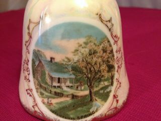 Vintage Norcrest Currier & Ives SPRING Bell Iridescent Multi - colored Porcelain 2