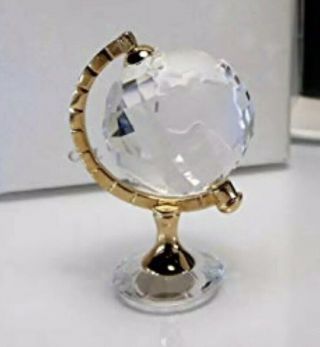Vintage Swarovski Crystal Memories 1 - 1/2” Rotating Globe And 2” Display Mirror