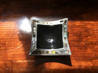 Julia Knight Mother of Pearl Vintage Square Nut Candy Dish Signed Hand Crafted 2