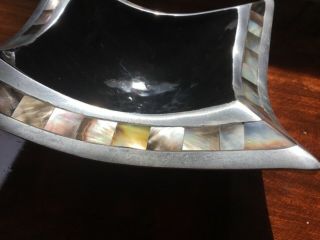 Julia Knight Mother of Pearl Vintage Square Nut Candy Dish Signed Hand Crafted 3