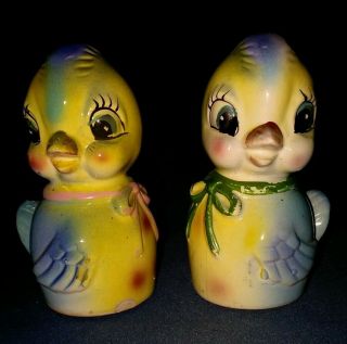Vintage Commodore Blue Birds Salt And Pepper Shakers Noisemakers Japan
